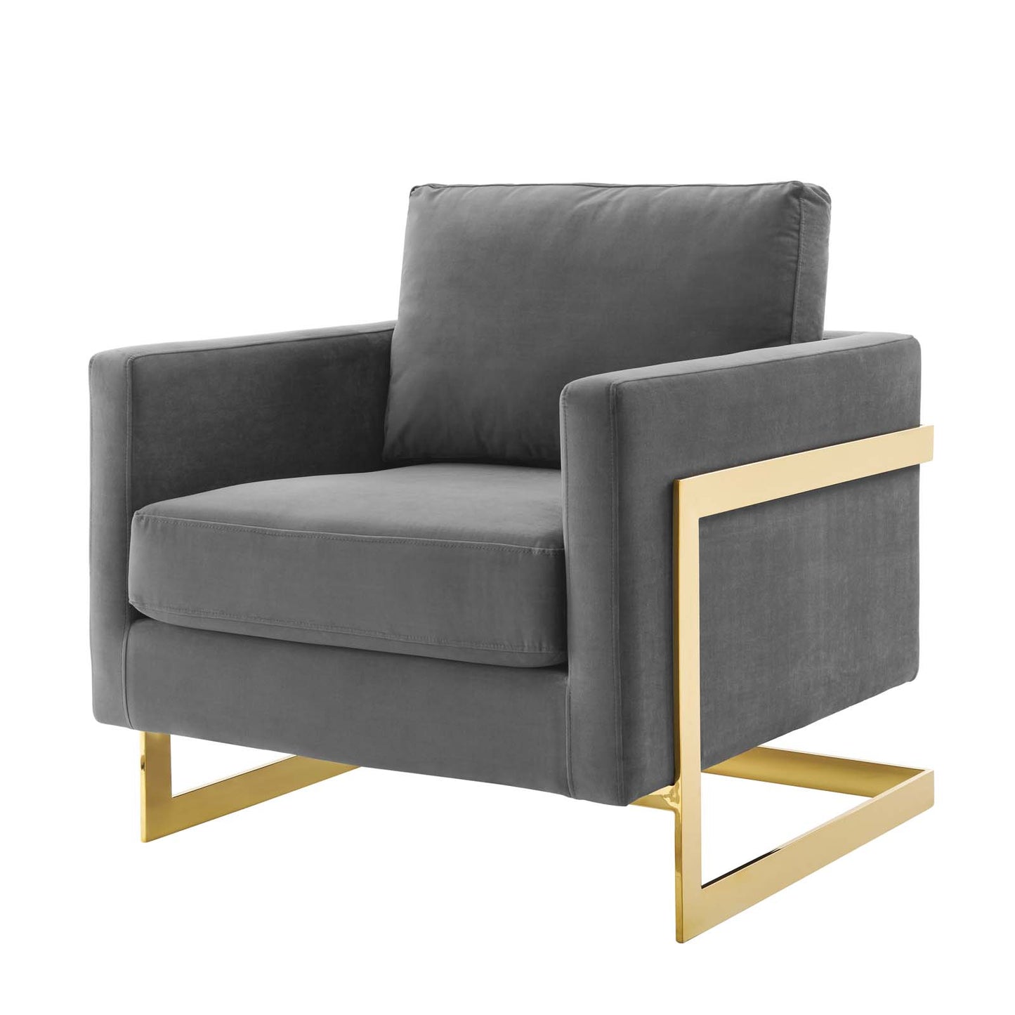 Posse Performance Velvet Accent Chair, Velvet, Metal Steel, Gold Grey Gray, 19941