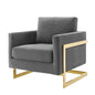Posse Performance Velvet Accent Chair, Velvet, Metal Steel, Gold Grey Gray, 19941