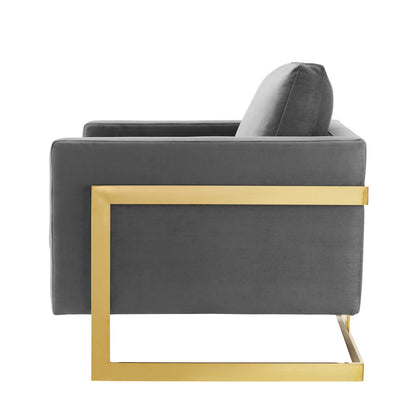 Posse Performance Velvet Accent Chair, Velvet, Metal Steel, Gold Grey Gray, 19941