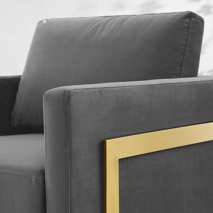 Posse Performance Velvet Accent Chair, Velvet, Metal Steel, Gold Grey Gray, 19941