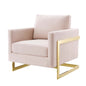Posse Performance Velvet Accent Chair, Velvet, Metal Steel, Gold Pink, 19943