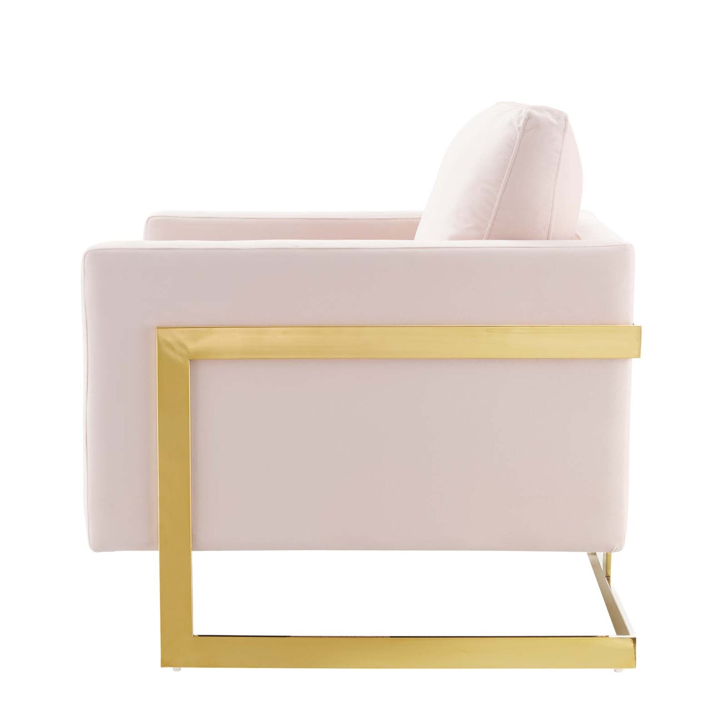 Posse Performance Velvet Accent Chair, Velvet, Metal Steel, Gold Pink, 19943