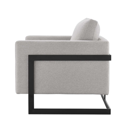 Posse Upholstered Fabric Accent Chair, Fabric, Metal Steel, Black Light Brown Oatmeal, 19945