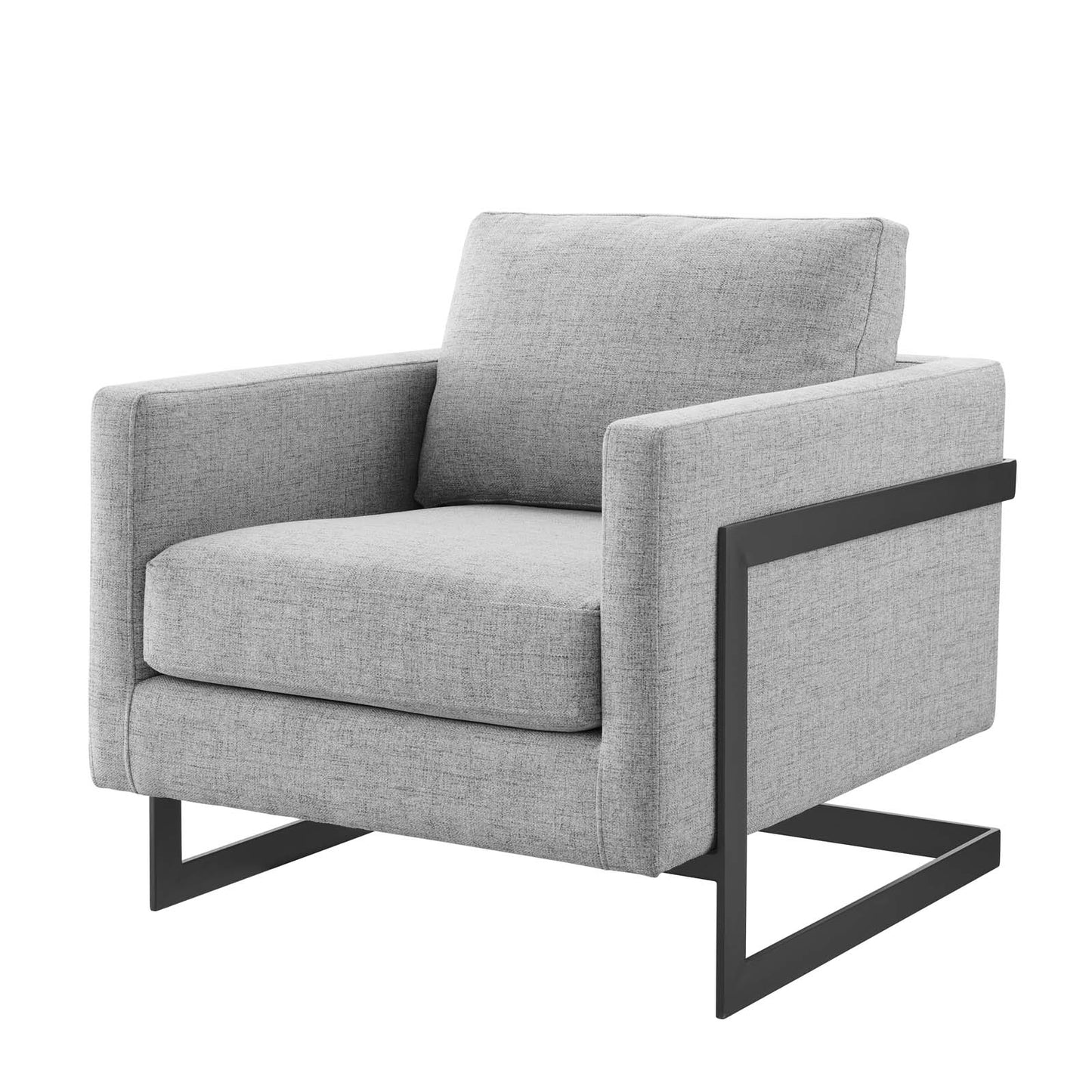 Posse Upholstered Fabric Accent Chair, Fabric, Metal Steel, Black Grey Gray, 19947