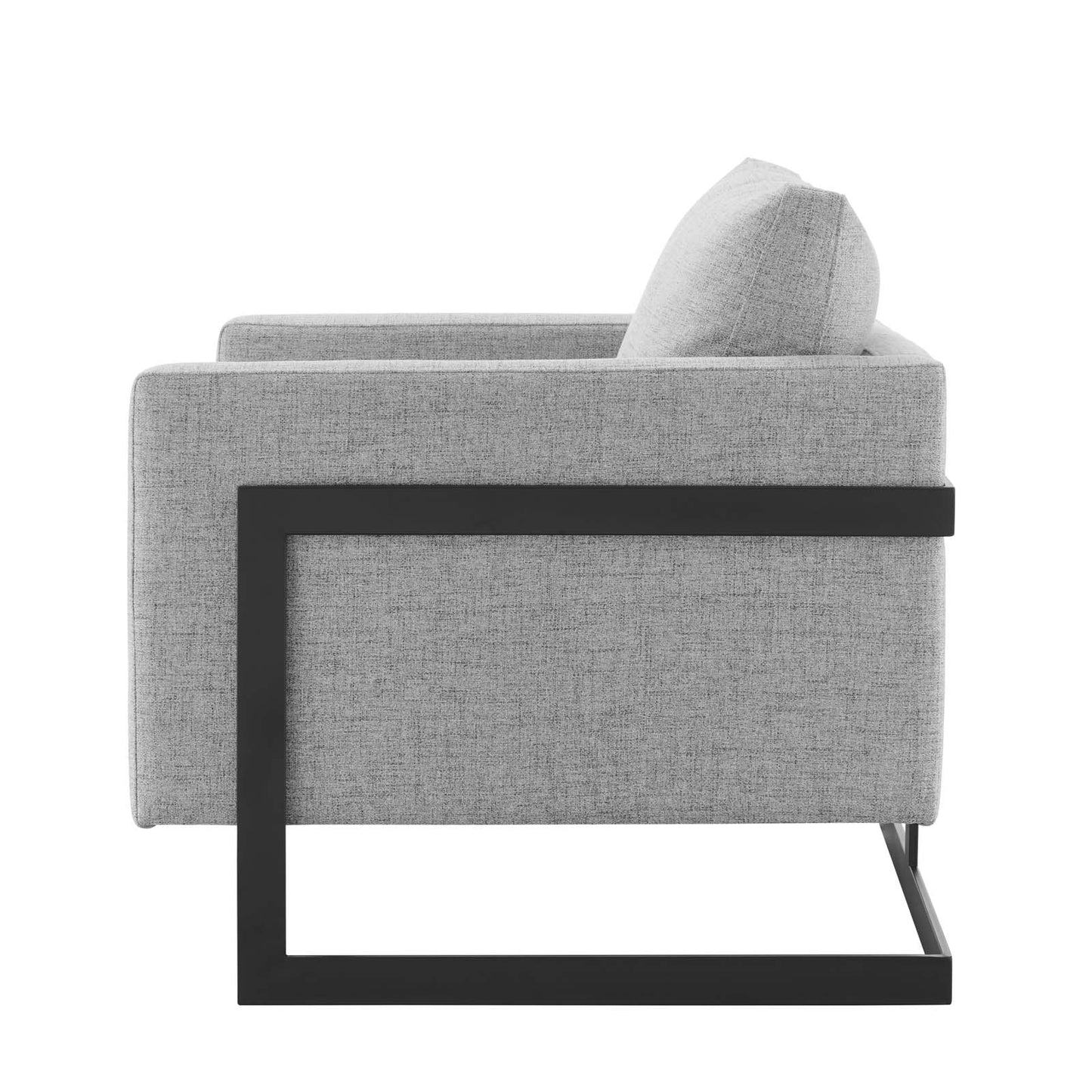 Posse Upholstered Fabric Accent Chair, Fabric, Metal Steel, Black Grey Gray, 19947