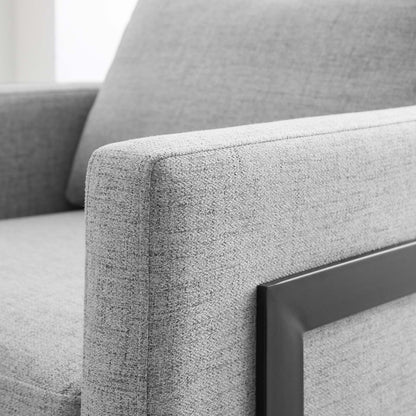 Posse Upholstered Fabric Accent Chair, Fabric, Metal Steel, Black Grey Gray, 19947