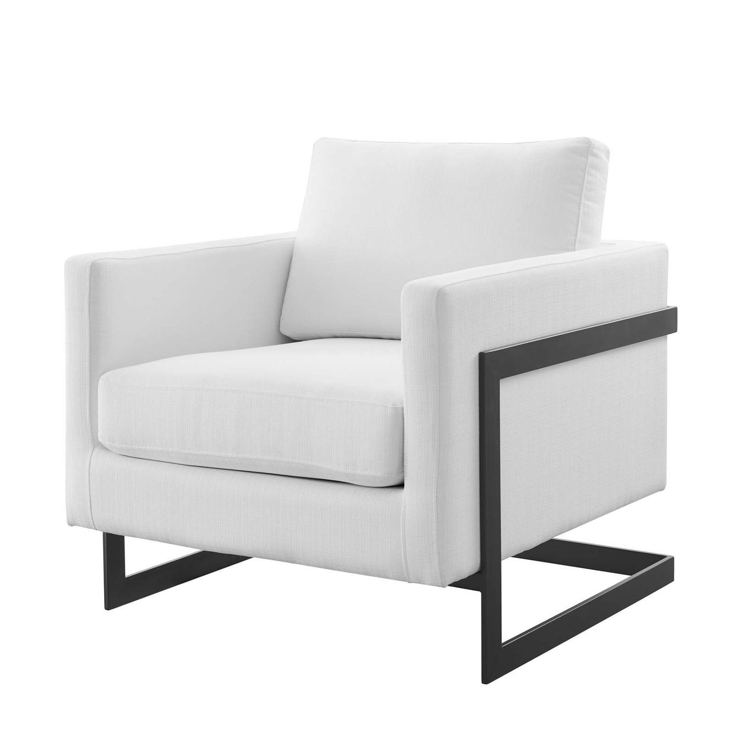 Posse Upholstered Fabric Accent Chair, Fabric, Metal Steel, Black White, 19948