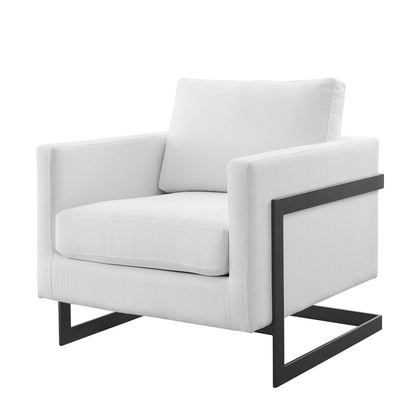 Posse Upholstered Fabric Accent Chair, Fabric, Metal Steel, Black White, 19948