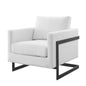 Posse Upholstered Fabric Accent Chair, Fabric, Metal Steel, Black White, 19948