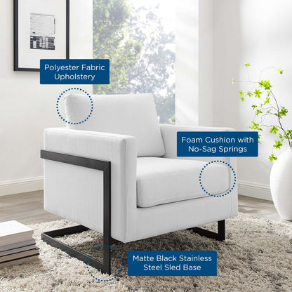 Posse Upholstered Fabric Accent Chair, Fabric, Metal Steel, Black White, 19948