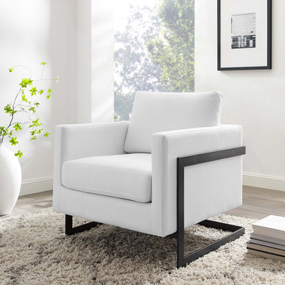 Posse Upholstered Fabric Accent Chair, Fabric, Metal Steel, Black White, 19948
