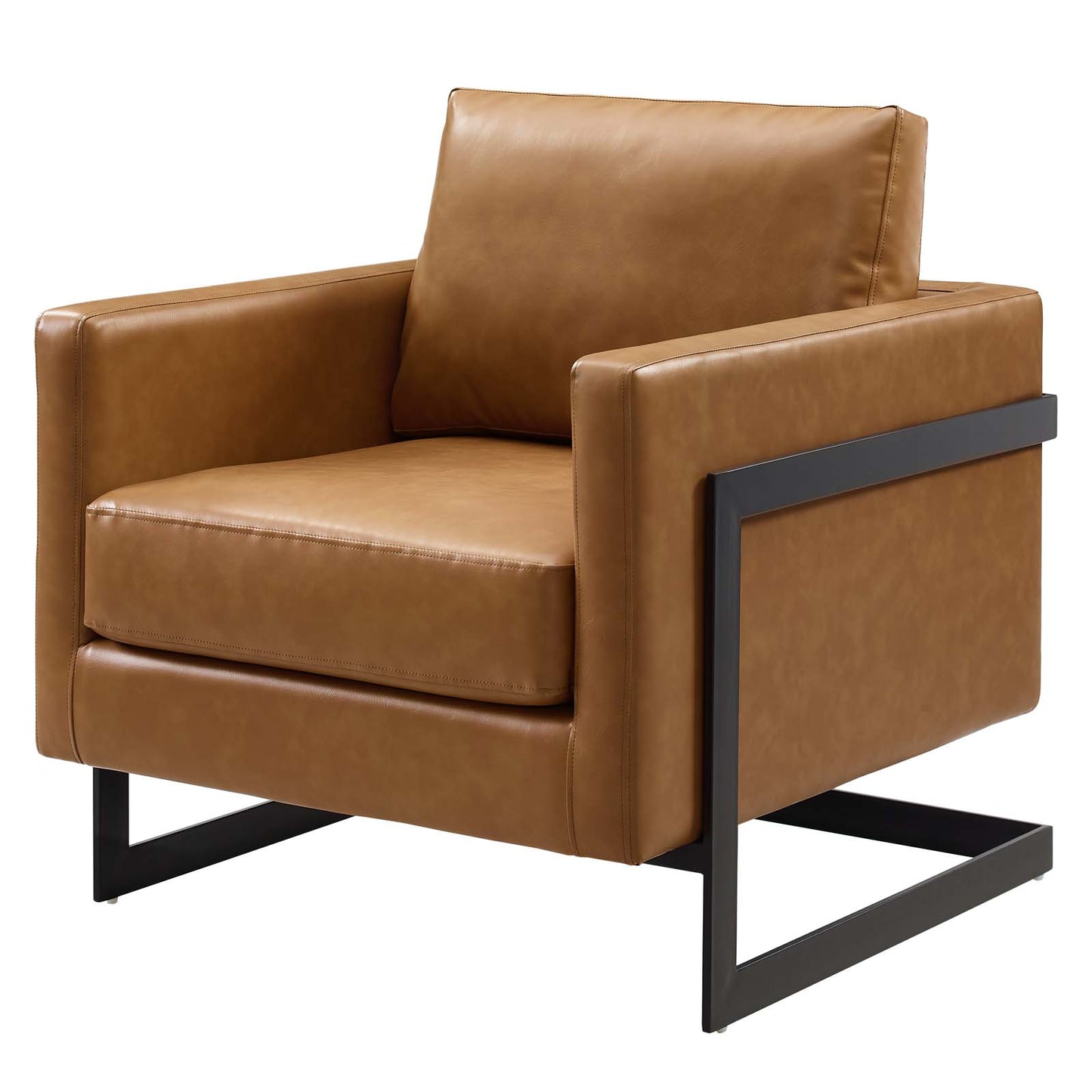 Posse Vegan Leather Accent Chair, Faux Vegan Leather, Black Tan, 19949