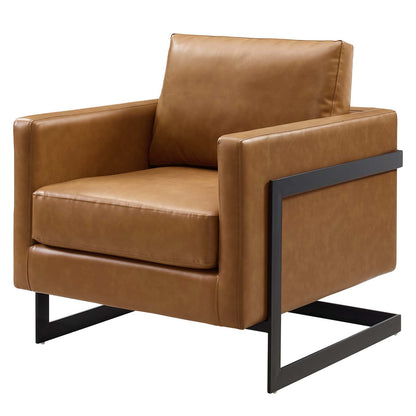 Posse Vegan Leather Accent Chair, Faux Vegan Leather, Black Tan, 19949