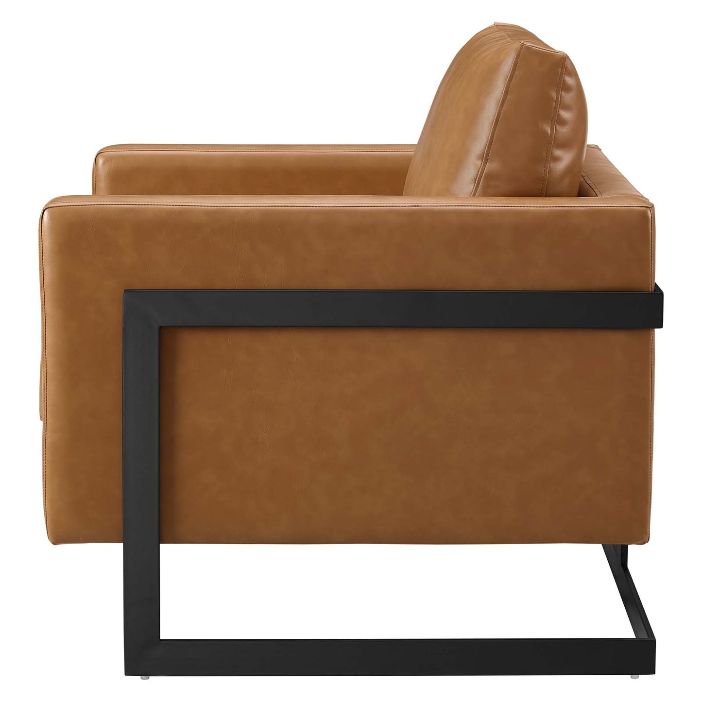 Posse Vegan Leather Accent Chair, Faux Vegan Leather, Black Tan, 19949