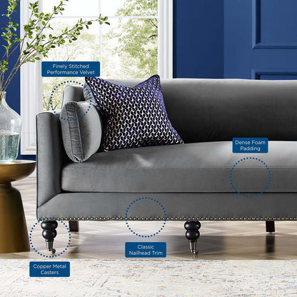 Windsor Performance Velvet Sofa, Velvet, Grey Gray, 19951