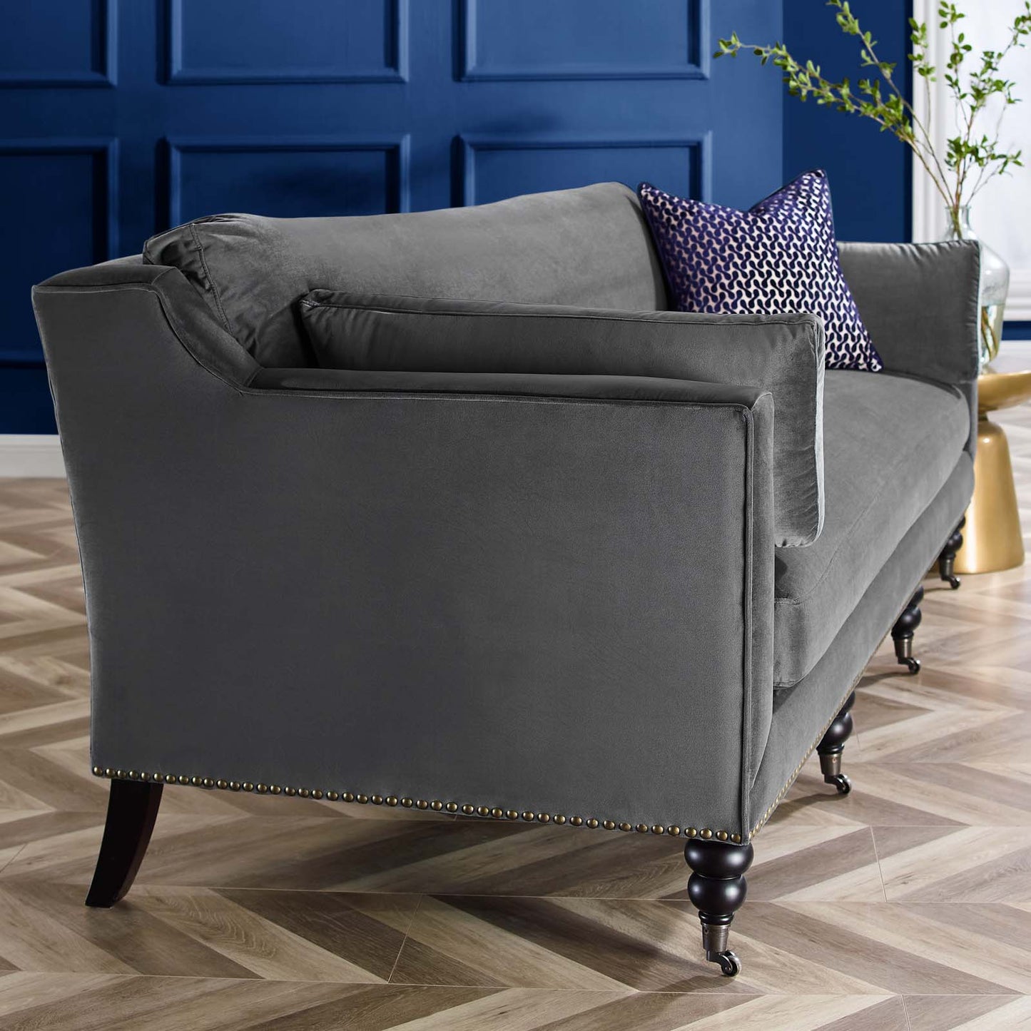Windsor Performance Velvet Sofa, Velvet, Grey Gray, 19951