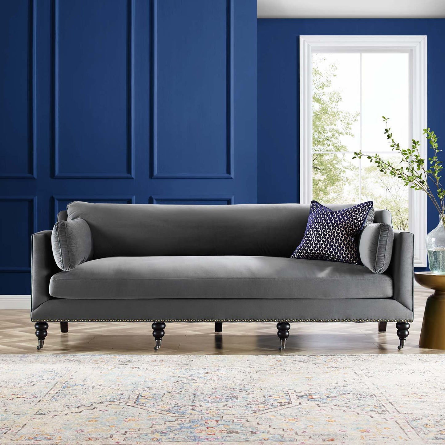 Windsor Performance Velvet Sofa, Velvet, Grey Gray, 19951