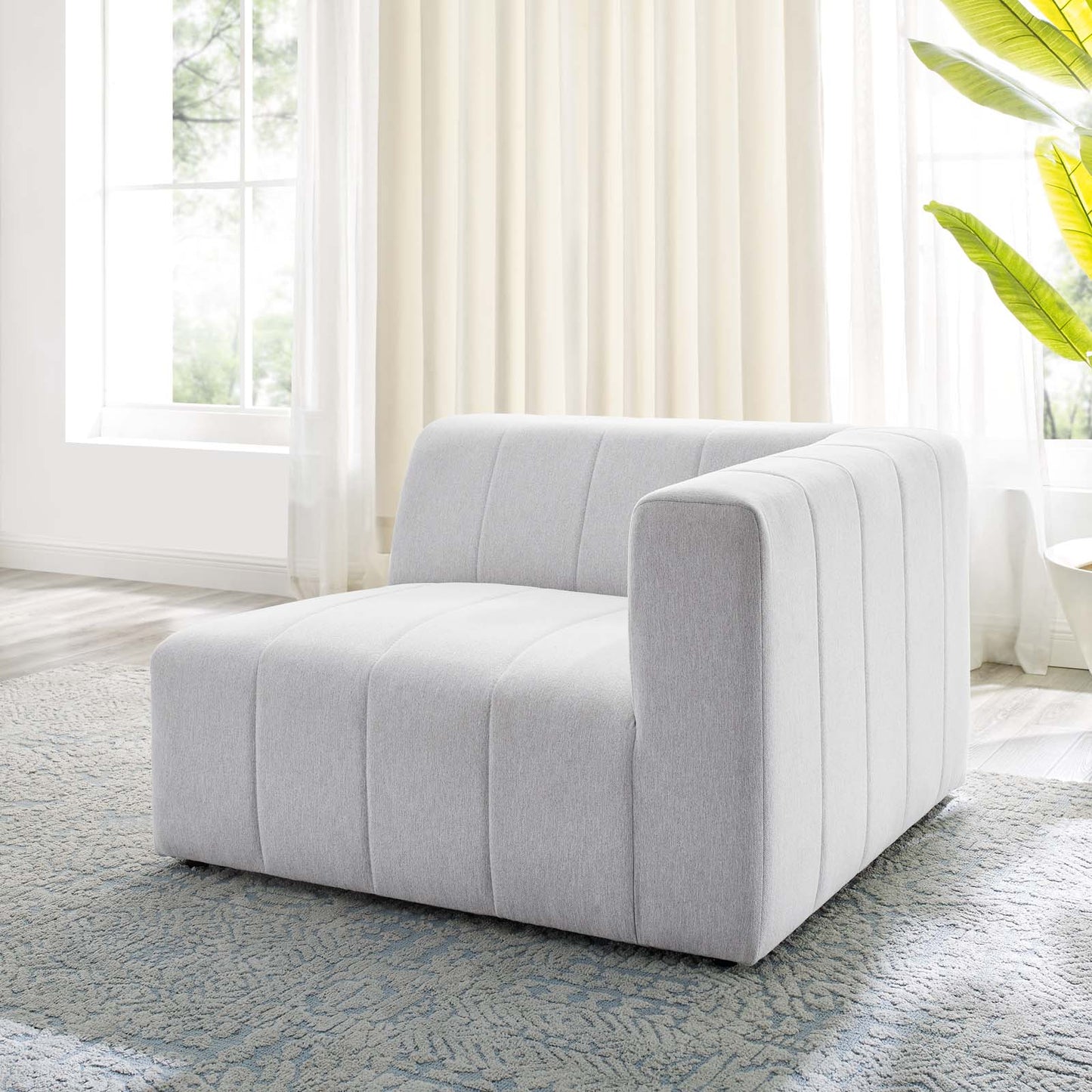 Bartlett Upholstered Fabric Right-Arm Chair, Fabric, Ivory White, 19952
