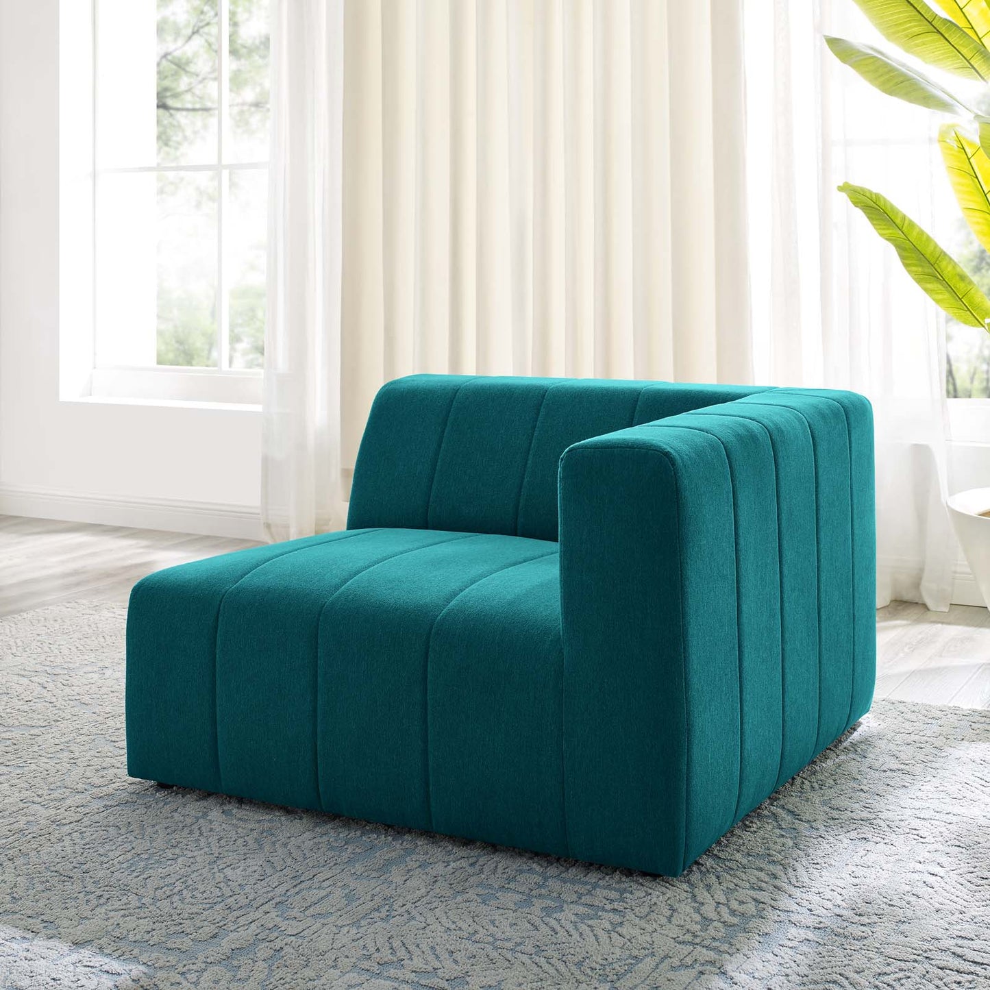 Bartlett Upholstered Fabric Right-Arm Chair, Fabric, Teal Blue, 19954