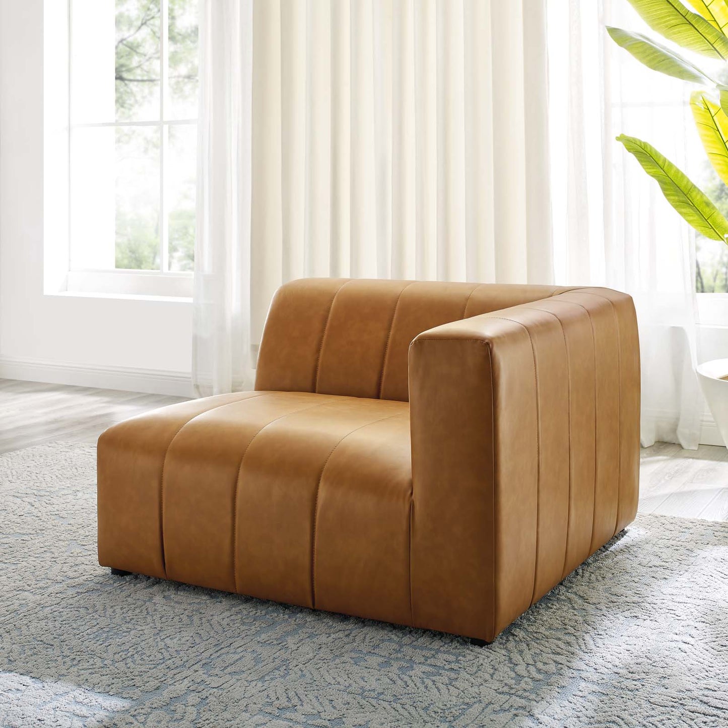 Bartlett Vegan Leather Right-Arm Chair, Faux Vegan Leather, Tan, 19955