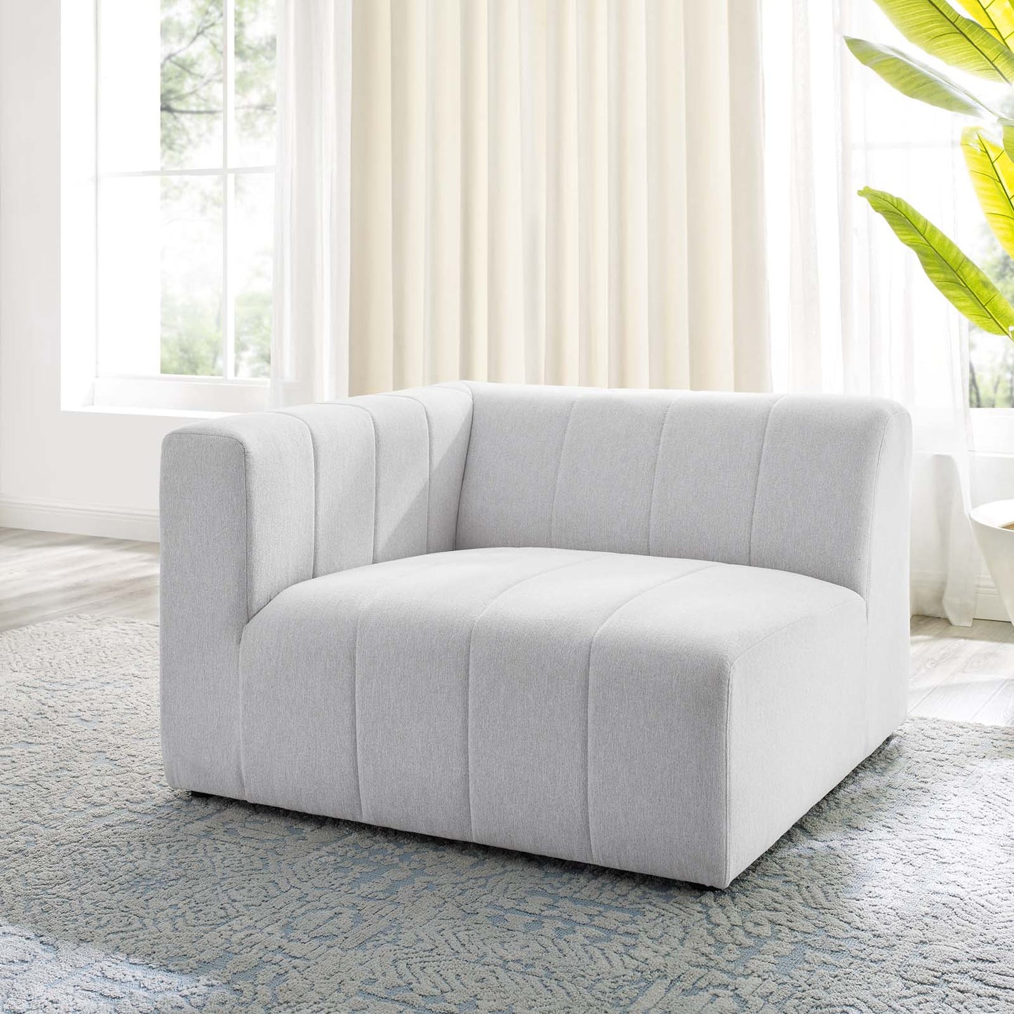 Bartlett Upholstered Fabric Left-Arm Chair, Fabric, Ivory White, 19956