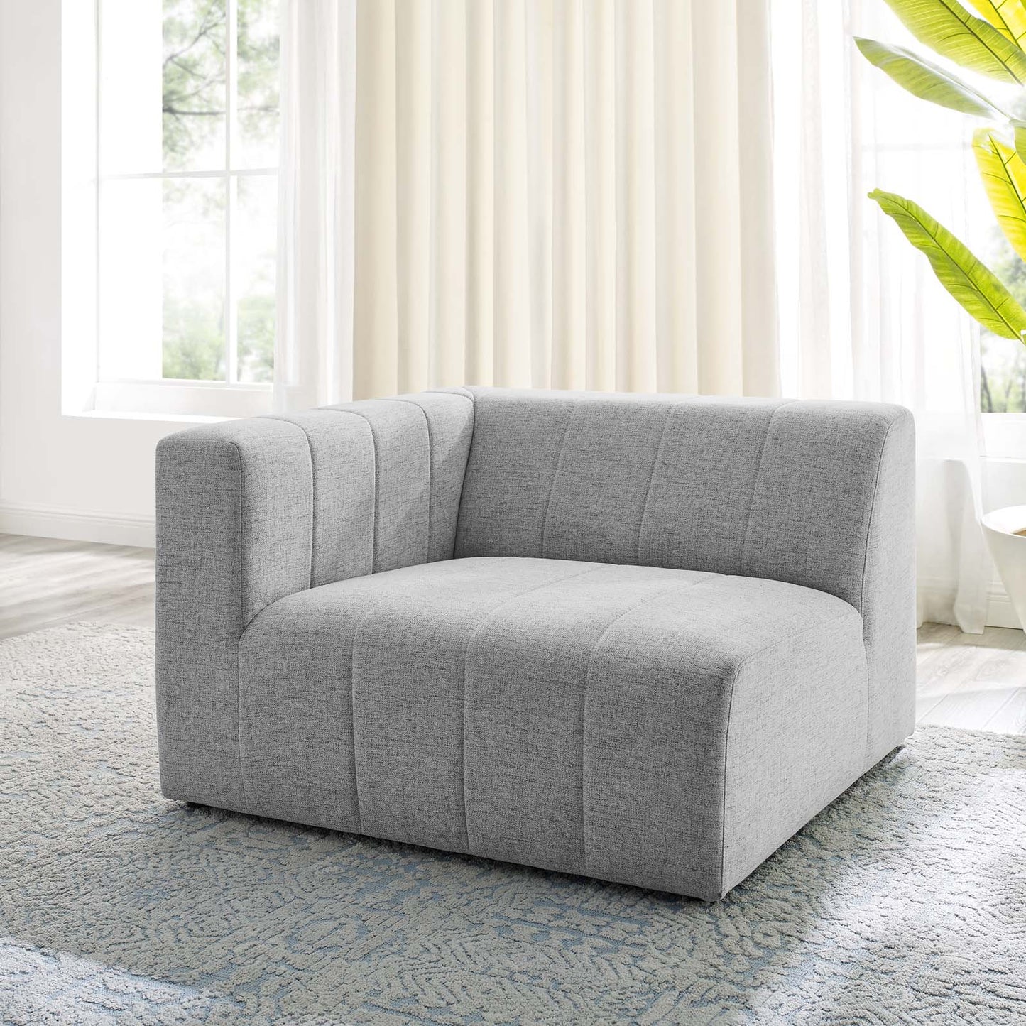 Bartlett Upholstered Fabric Left-Arm Chair, Fabric, Light Grey Gray, 19957