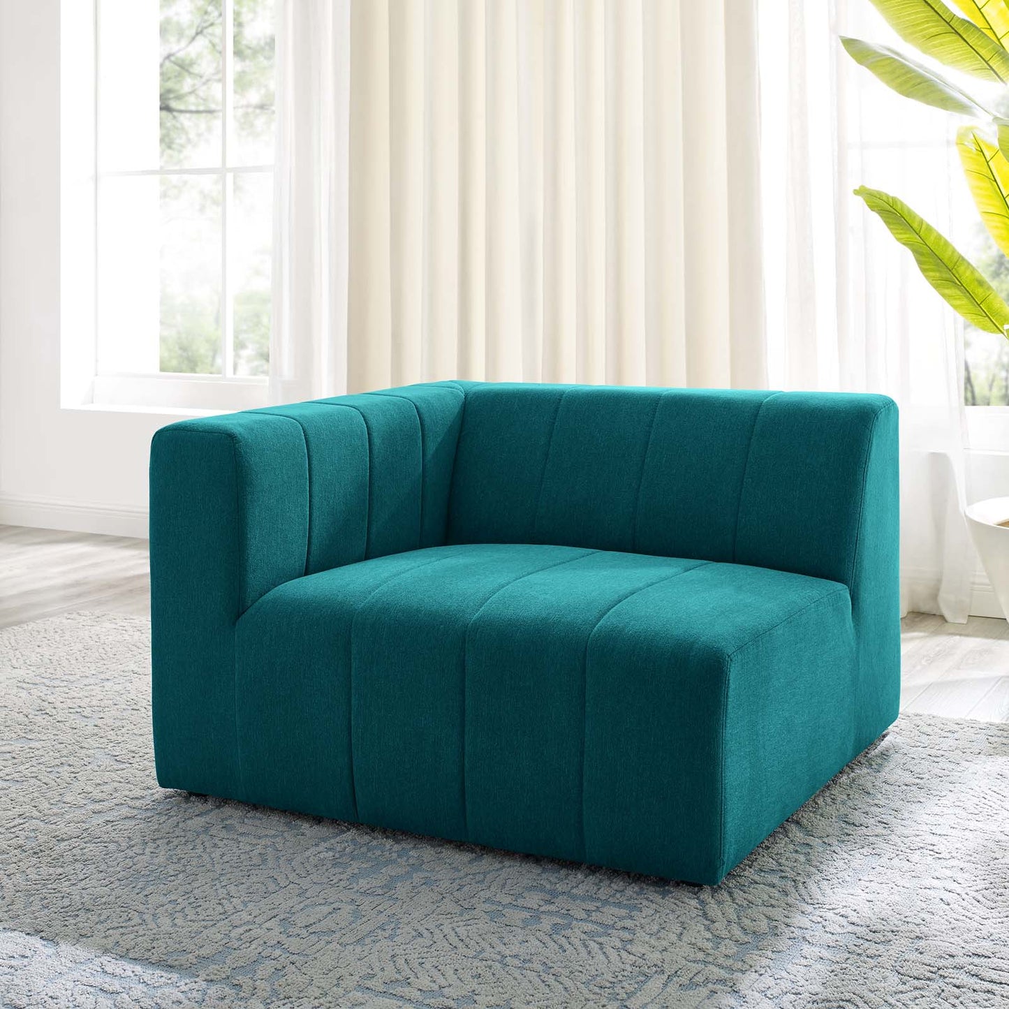 Bartlett Upholstered Fabric Left-Arm Chair, Fabric, Teal Blue, 19958