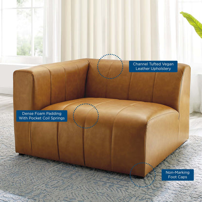 Bartlett Vegan Leather Left-Arm Chair, Faux Vegan Leather, Tan, 19959