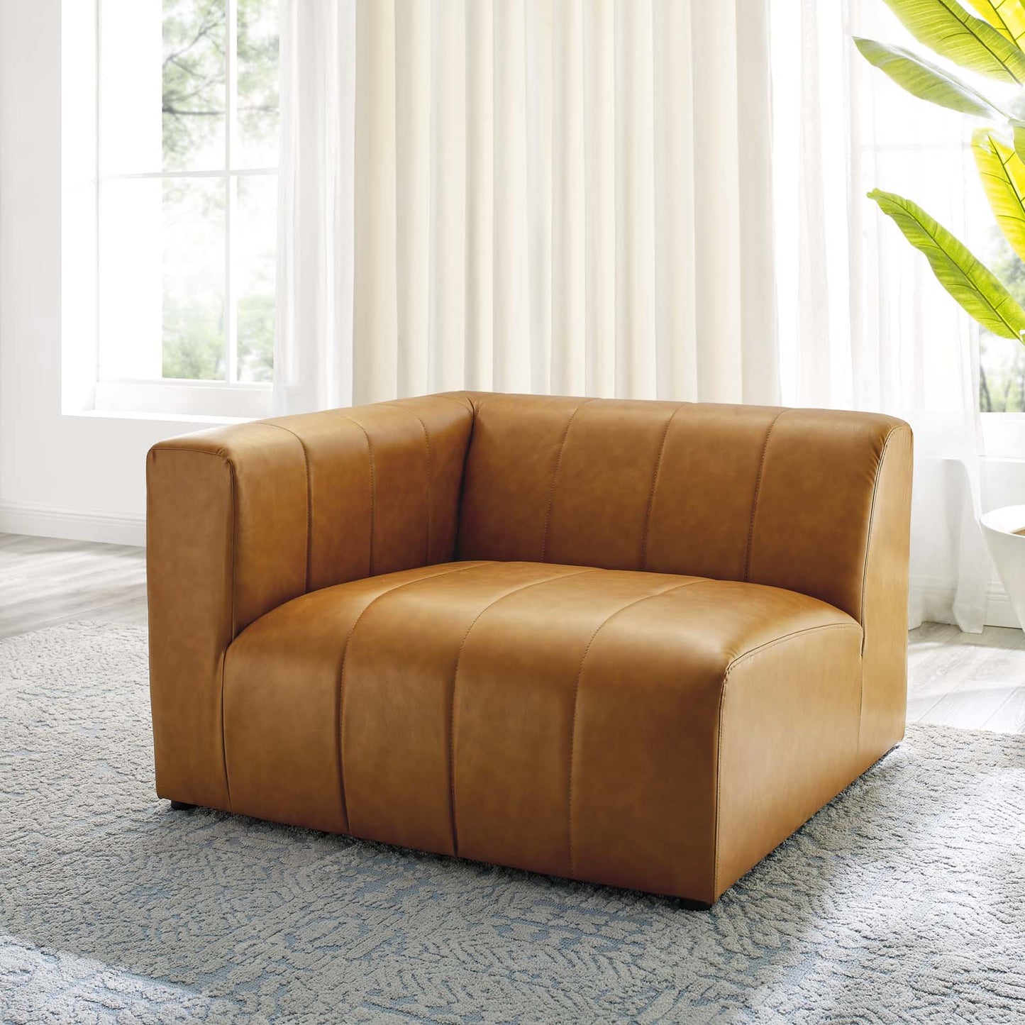 Bartlett Vegan Leather Left-Arm Chair, Faux Vegan Leather, Tan, 19959