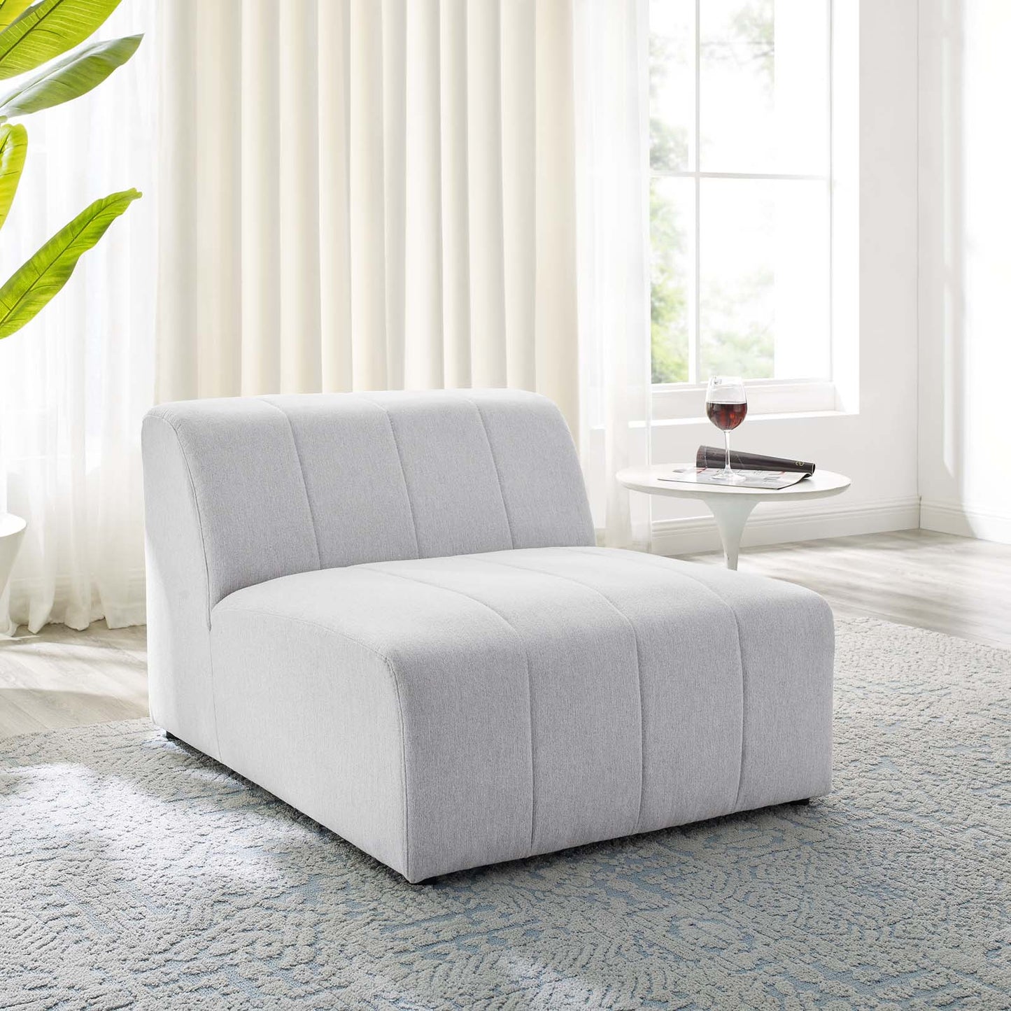 Bartlett Upholstered Fabric Armless Chair, Fabric, Ivory White, 19960