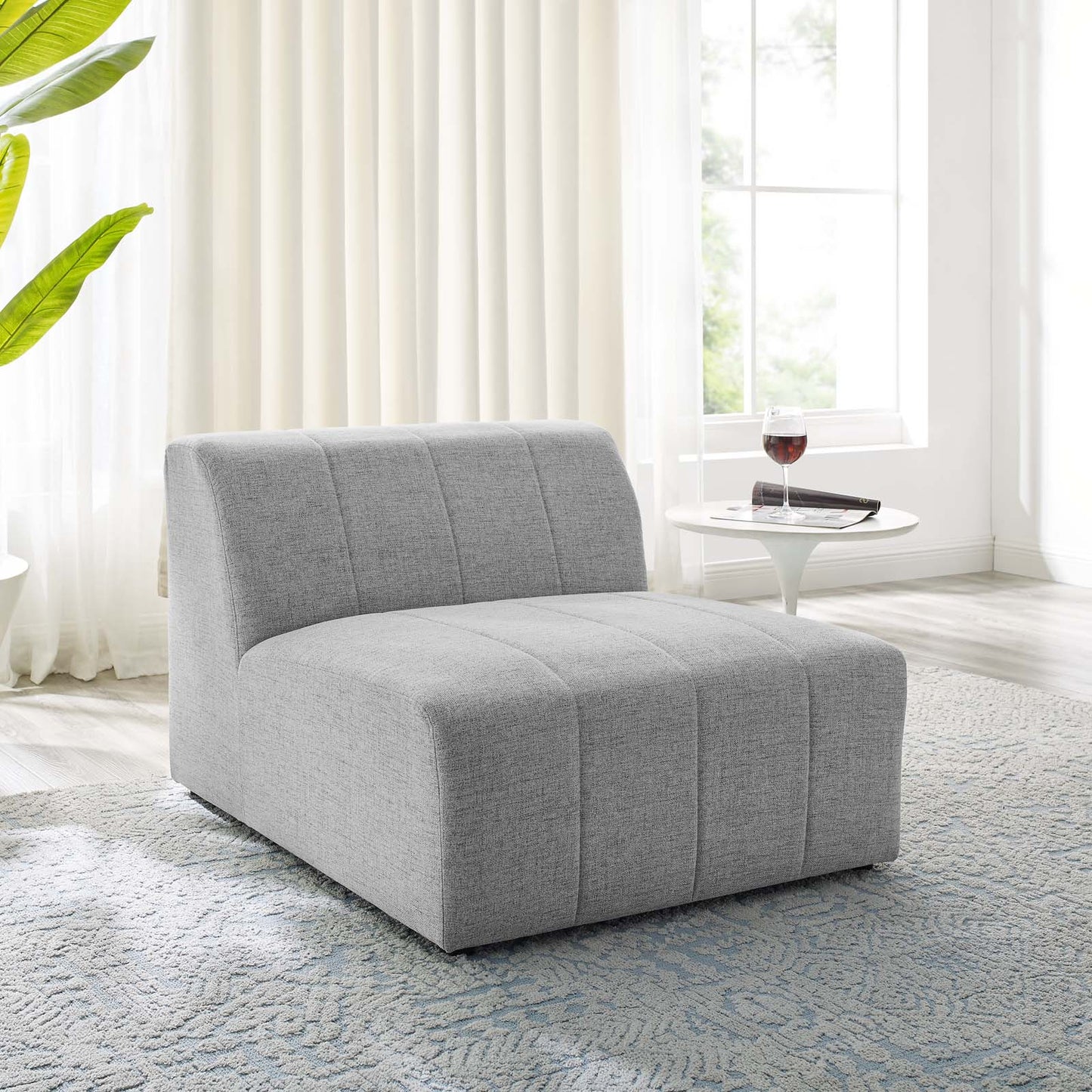 Bartlett Upholstered Fabric Armless Chair, Fabric, Light Grey Gray, 19961