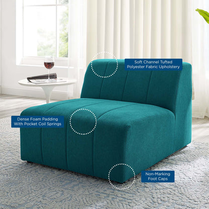 Bartlett Upholstered Fabric Armless Chair, Fabric, Teal Blue, 19962