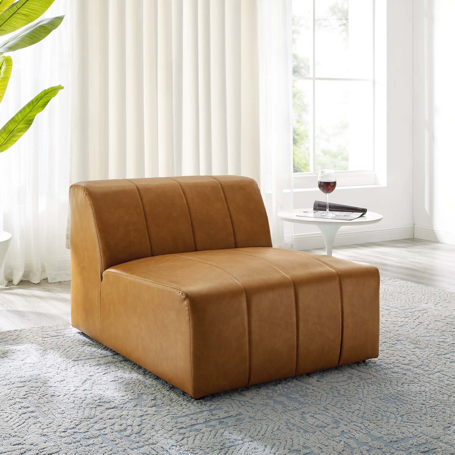 Bartlett Vegan Leather Armless Chair, Faux Vegan Leather, Tan, 19963