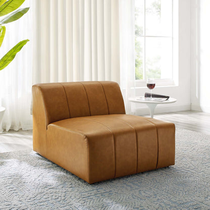 Bartlett Vegan Leather Armless Chair, Faux Vegan Leather, Tan, 19963