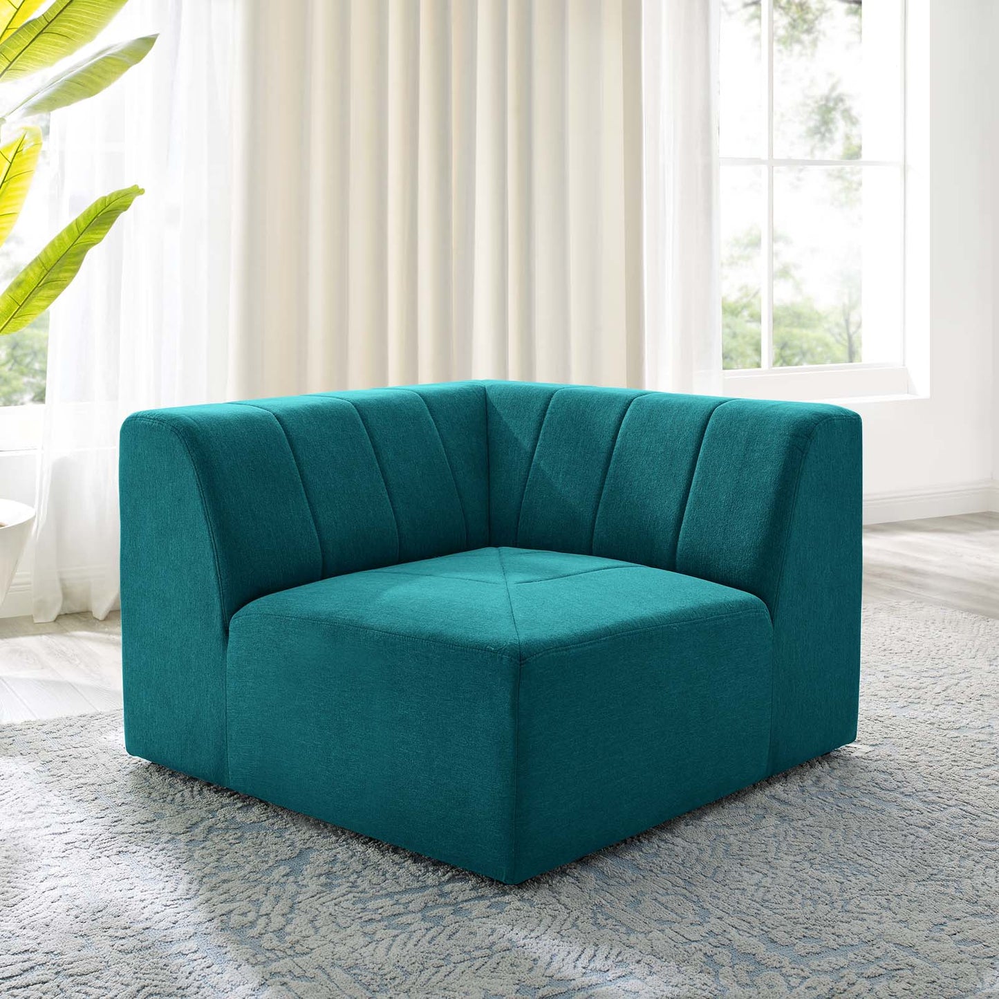 Bartlett Upholstered Fabric Corner Chair, Fabric, Teal Blue, 19970