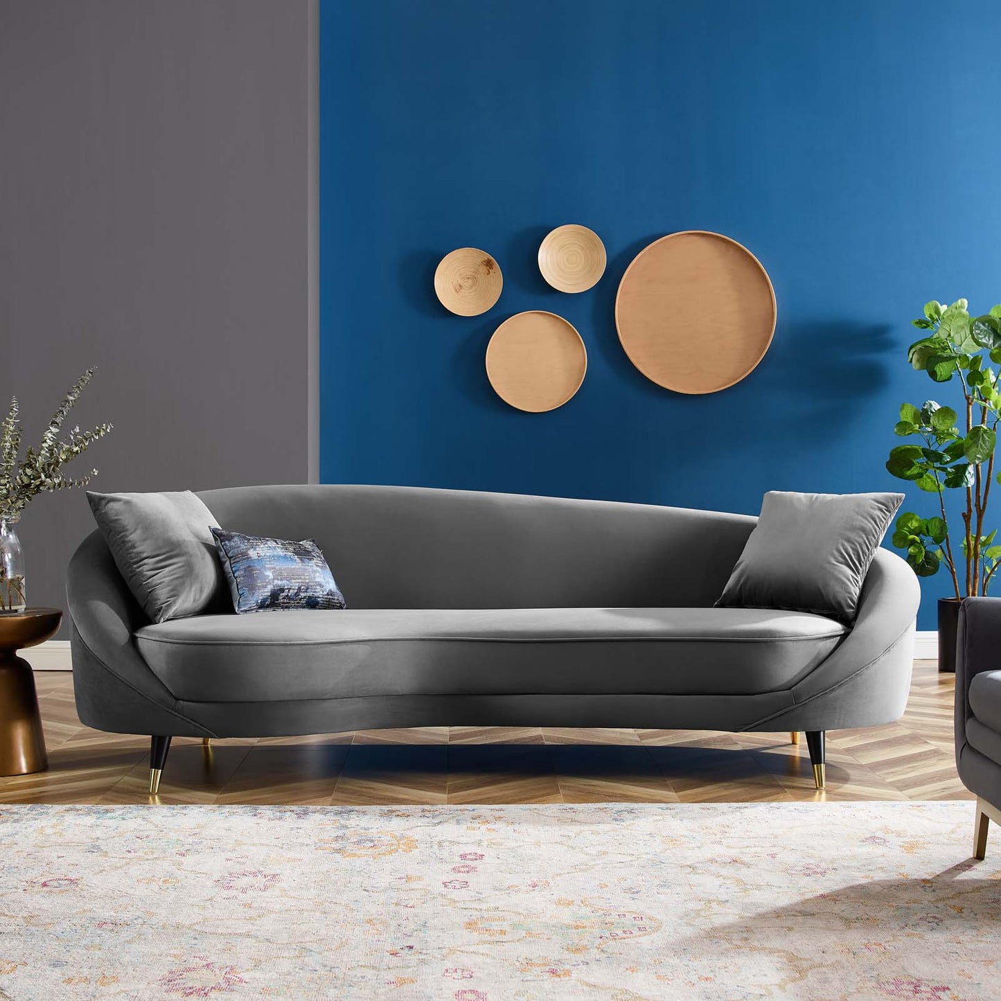 Echo Performance Velvet Sofa, Velvet, Grey Gray, 19972