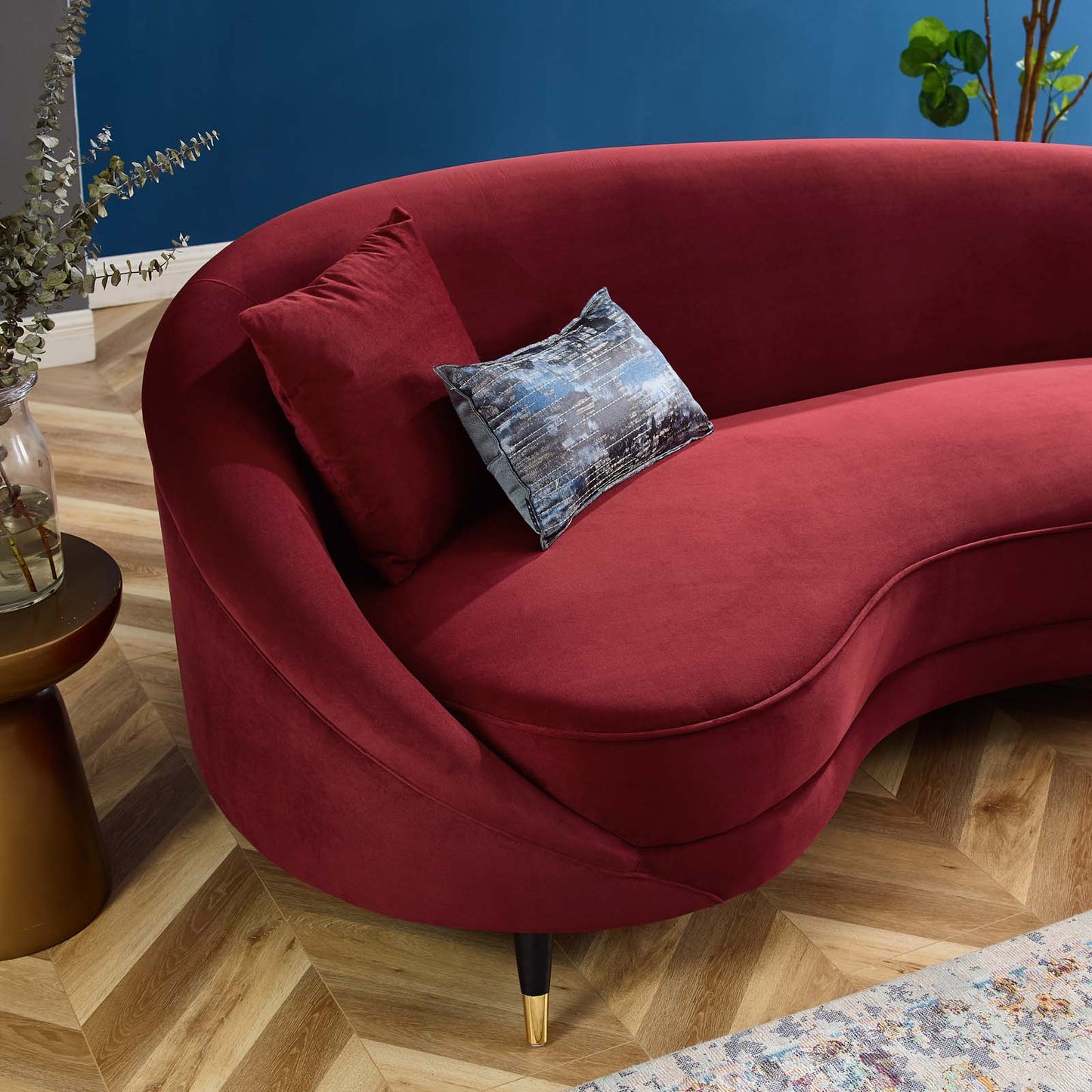 Echo Performance Velvet Sofa, Velvet, Red, 19973