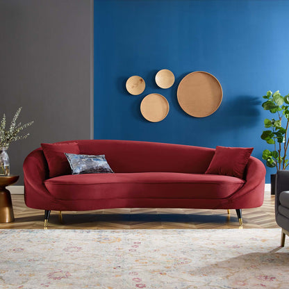 Echo Performance Velvet Sofa, Velvet, Red, 19973