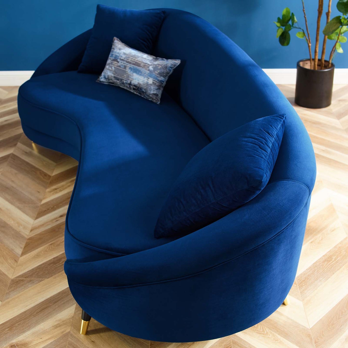Echo Performance Velvet Sofa, Velvet, Blue Navy, 19974