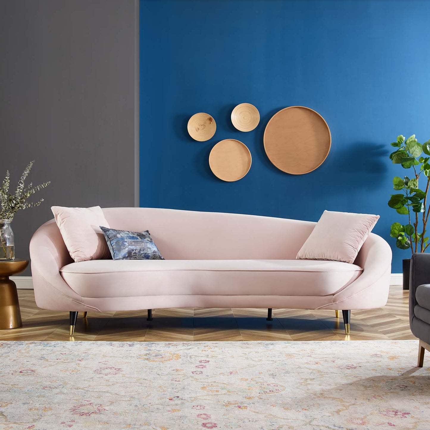 Echo Performance Velvet Sofa, Velvet, Pink, 19975