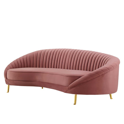 Camber Channel Tufted Performance Velvet Sofa, Velvet, Pink, 19976