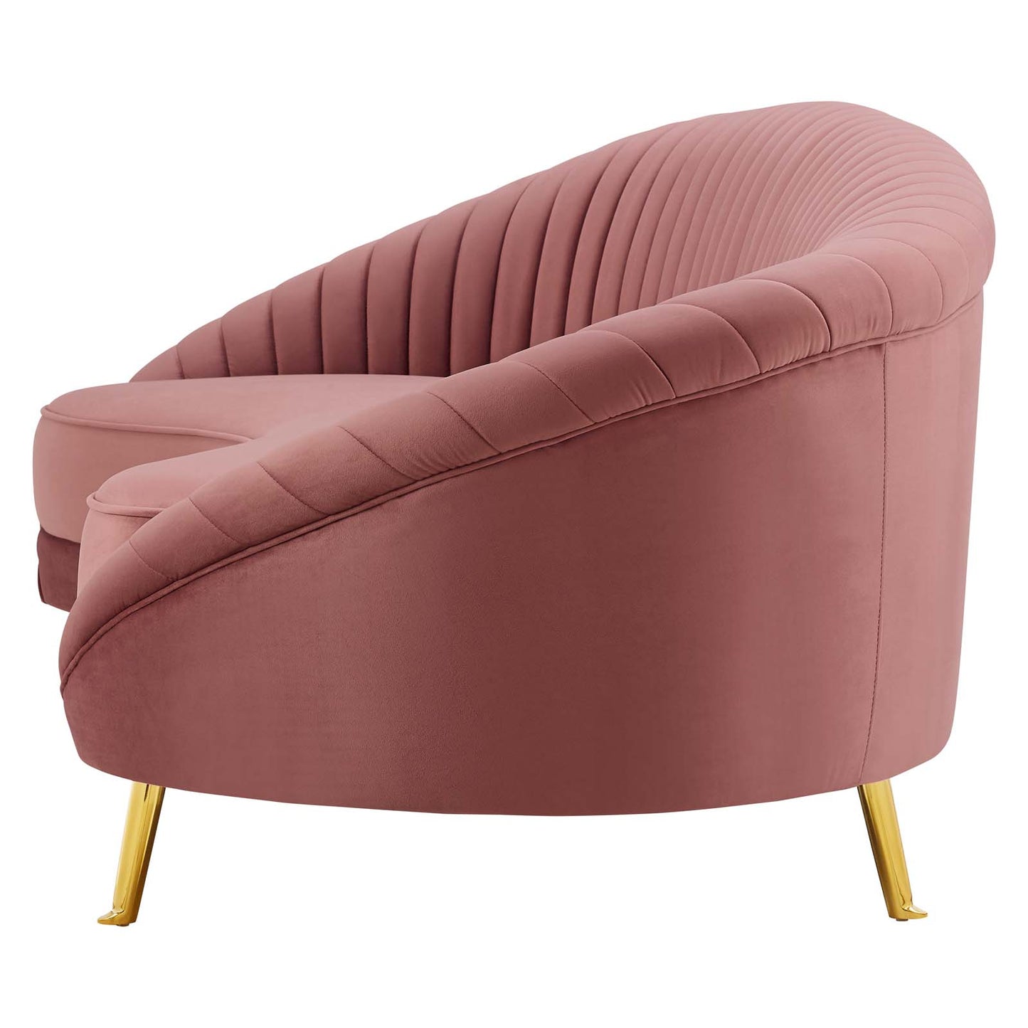 Camber Channel Tufted Performance Velvet Sofa, Velvet, Pink, 19976