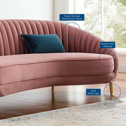 Camber Channel Tufted Performance Velvet Sofa, Velvet, Pink, 19976