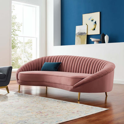 Camber Channel Tufted Performance Velvet Sofa, Velvet, Pink, 19976
