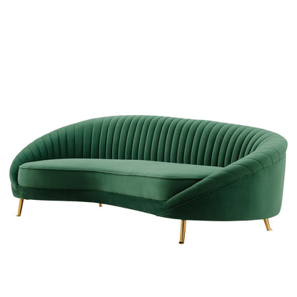 Camber Channel Tufted Performance Velvet Sofa, Velvet, Green, 19977