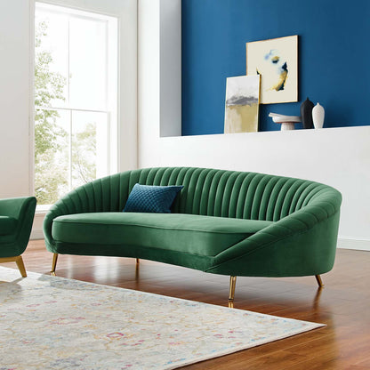 Camber Channel Tufted Performance Velvet Sofa, Velvet, Green, 19977