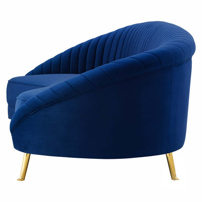 Camber Channel Tufted Performance Velvet Sofa, Velvet, Blue Navy, 19979