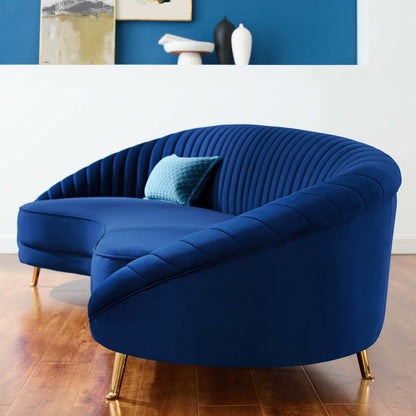 Camber Channel Tufted Performance Velvet Sofa, Velvet, Blue Navy, 19979