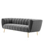 Favour Channel Tufted Performance Velvet Sofa, Velvet, Grey Gray, 19980