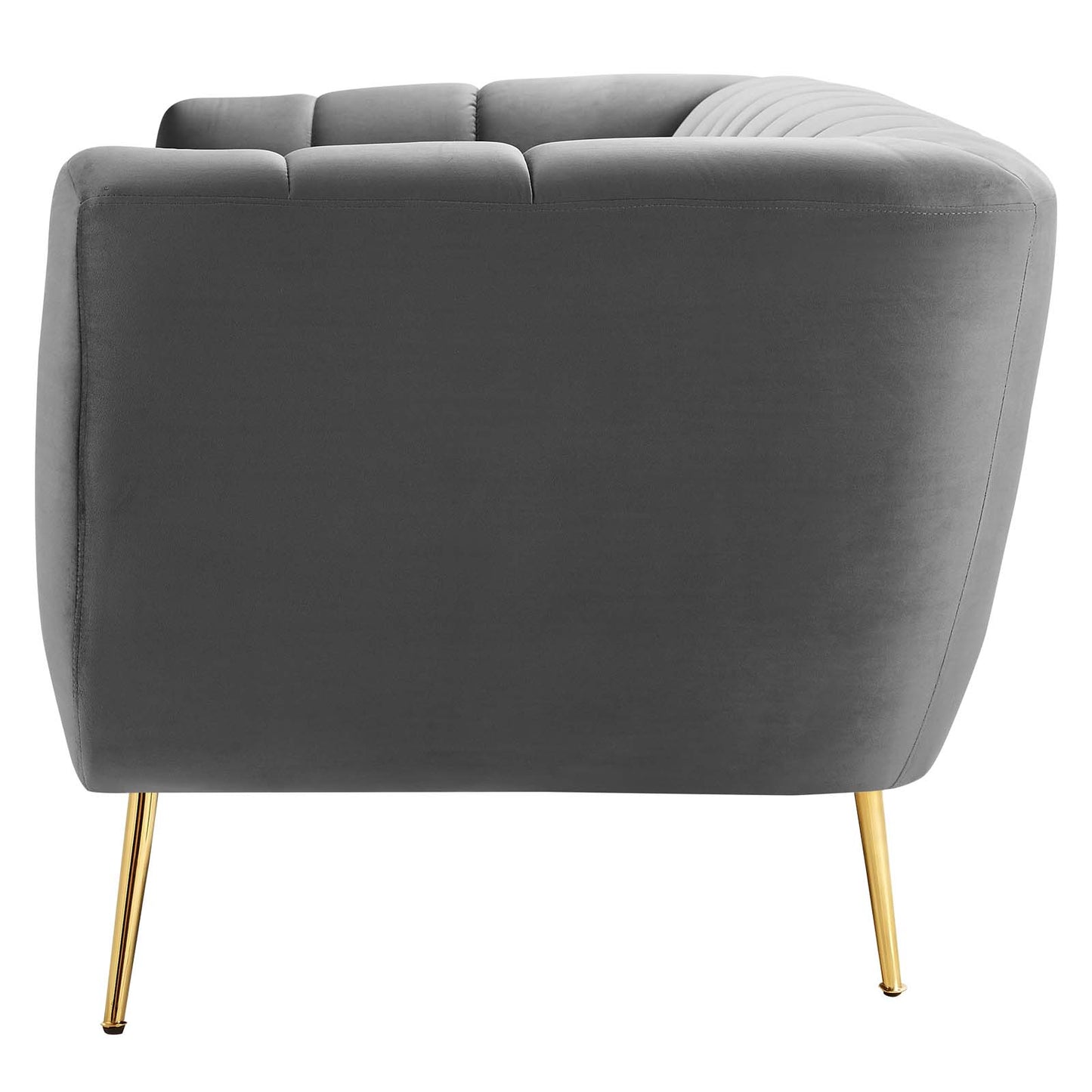 Favour Channel Tufted Performance Velvet Sofa, Velvet, Grey Gray, 19980